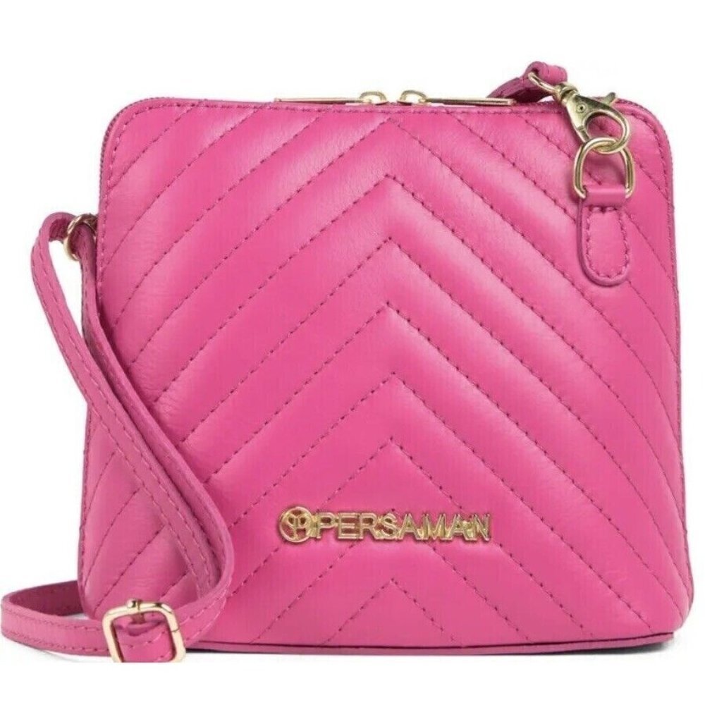 Persaman New York Demie 61 Quilted Crossbody Fuchsia Pink